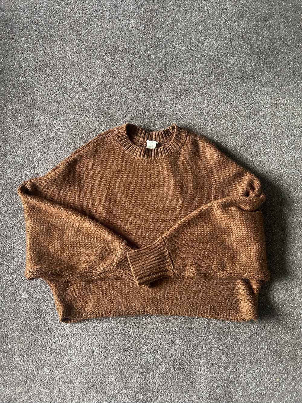 Cozy Brown Knit Crewneck Sweater